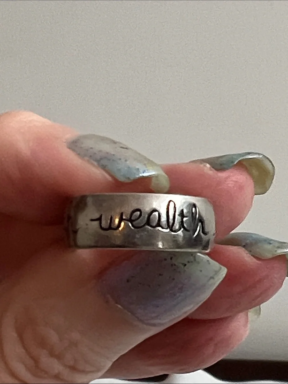 🌞 Engraved 925 Sterling Silver 'Health Wealth Happiness' Ring